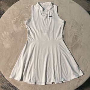 Nike White Sleeveless Tennis Dress with Black Swoosh
